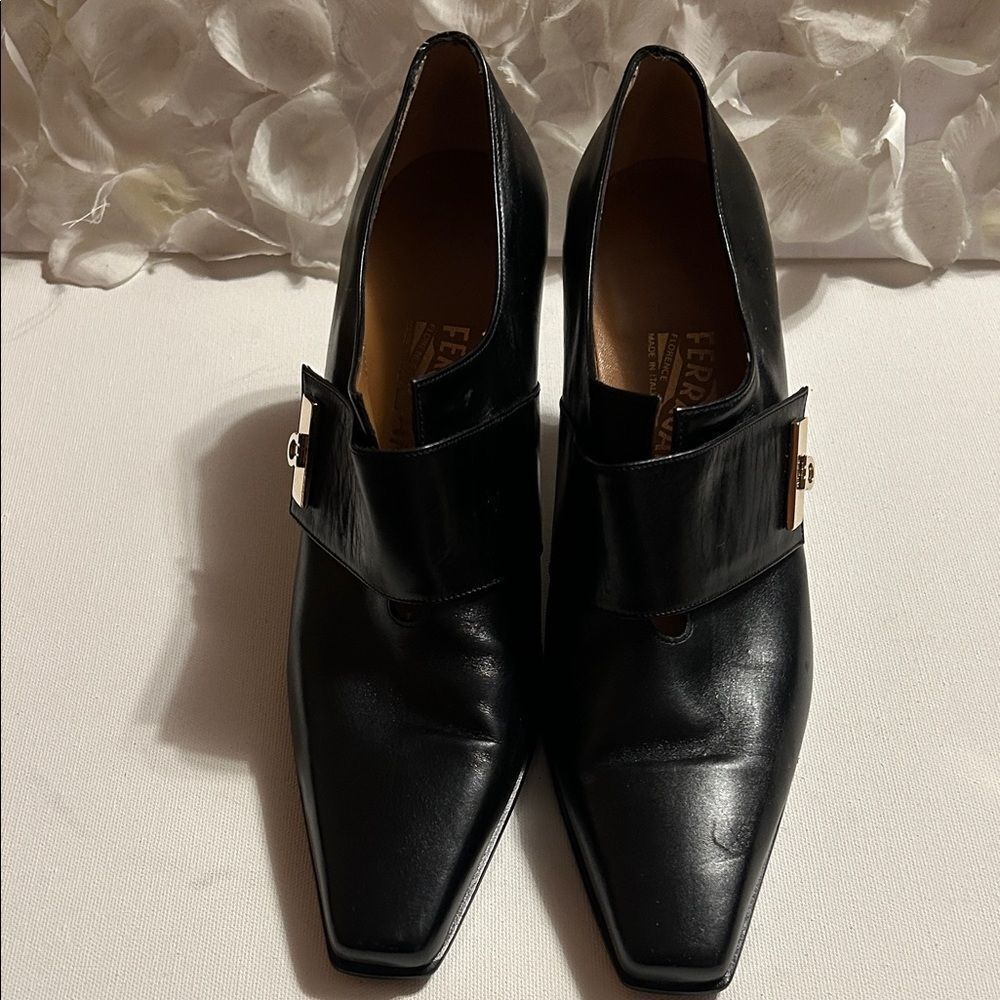 Salvatore Ferragamo Black Leather Heels